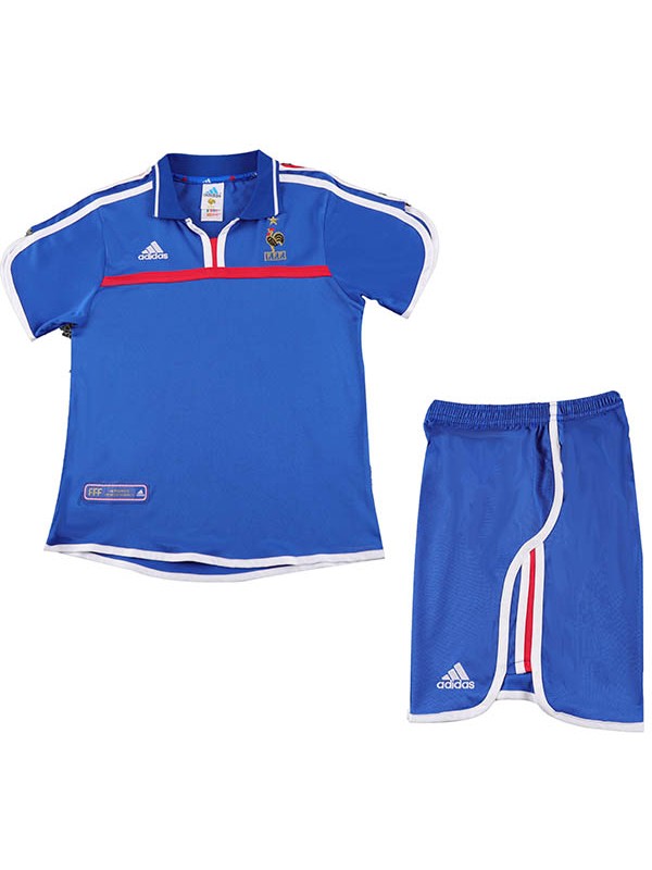 France maillot de football rétro pour enfants à domicile kit de football pour enfants premier mini-chemise de football vintage uniformes pour jeunes 2000