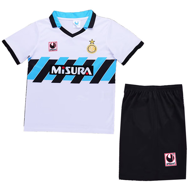 Inter milan tenue extérieure enfant maillot rétro  vintage mini uniformes jeunes 1990-1991