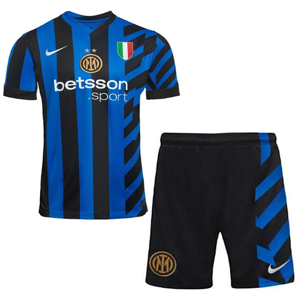 Inter Milan Maillot domicile enfant Maillot de football pour enfants Premier mini maillot de football pour jeunes Uniformes 2024-2025