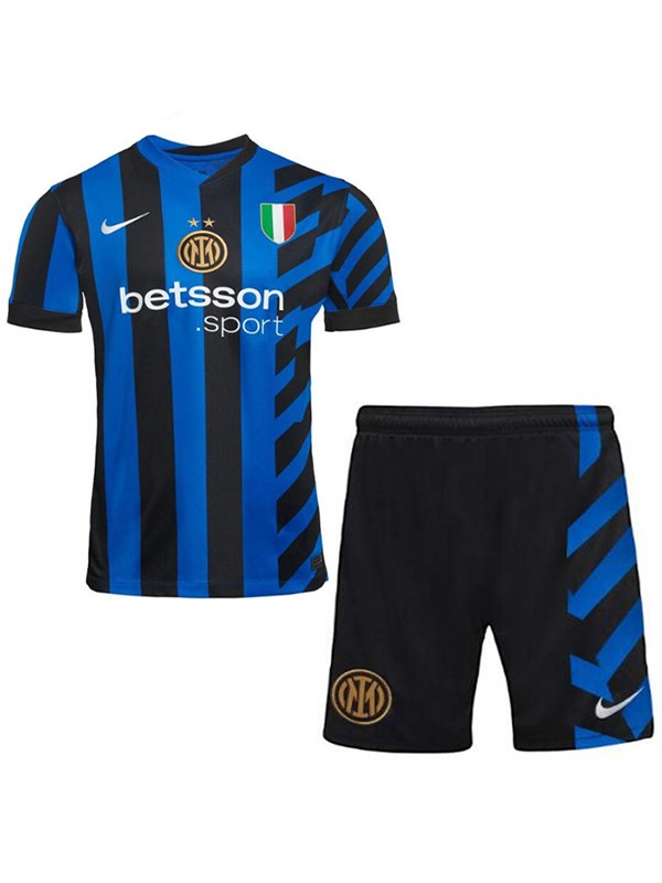 Inter Milan Maillot domicile enfant Maillot de football pour enfants Premier mini maillot de football pour jeunes Uniformes 2024-2025