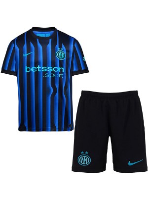 Inter milan maillot de football domicile pour enfants kit de football pour enfants premier mini-maillot de football uniformes pour jeunes 2025-2026