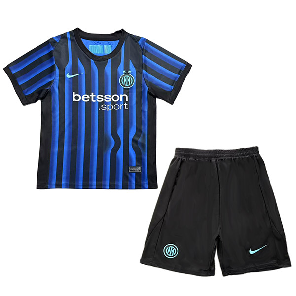 Inter milan maillot de football domicile pour enfants kit de football pour enfants premier mini-maillot de football uniformes pour jeunes 2025-2026