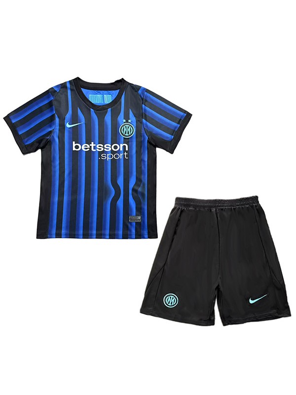 Inter milan maillot de football domicile pour enfants kit de football pour enfants premier mini-maillot de football uniformes pour jeunes 2025-2026