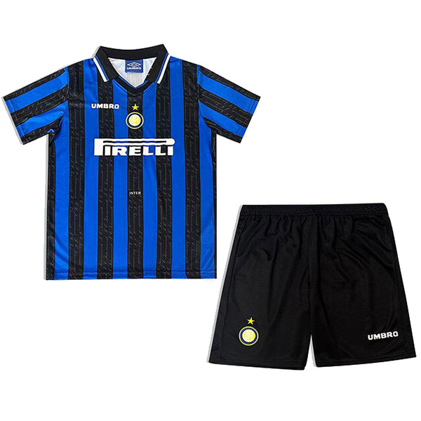 Inter milan maillot rétro de football pour enfants kit vintage premier mini maillot de football pour enfants uniformes pour jeunes 1997-1998