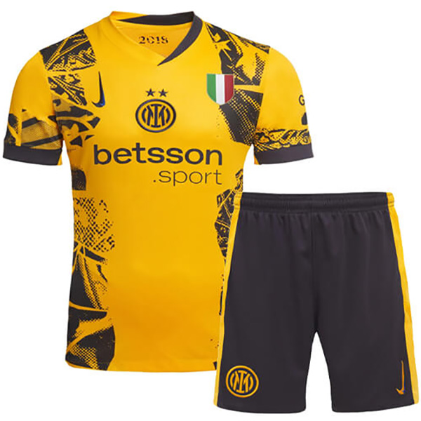 Inter milan troisième maillot de football pour enfants kit enfants 3ème mini maillot de football uniformes pour jeunes 2024-2025