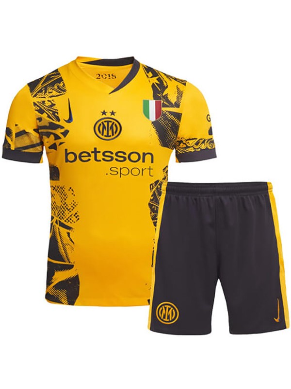 Inter milan troisième maillot de football pour enfants kit enfants 3ème mini maillot de football uniformes pour jeunes 2024-2025