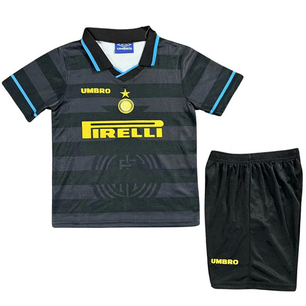 Inter milan troisième maillot rétro pour enfants kit de football enfants vintage 3ème mini maillot de football uniformes pour jeunes 1997-1998
