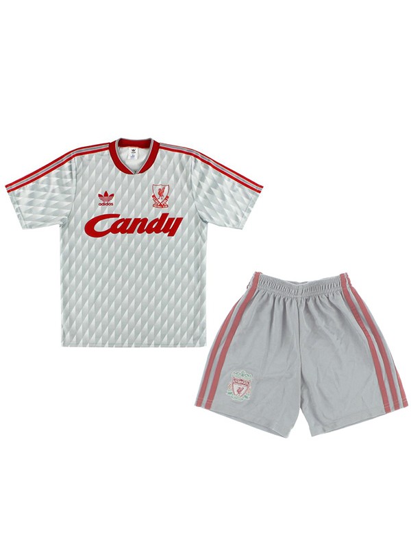 Liverpool maillot de football rétro pour enfants à l'extérieur kit de football pour enfants deuxième mini-chemise de football vintage uniformes pour jeunes 1989-1991