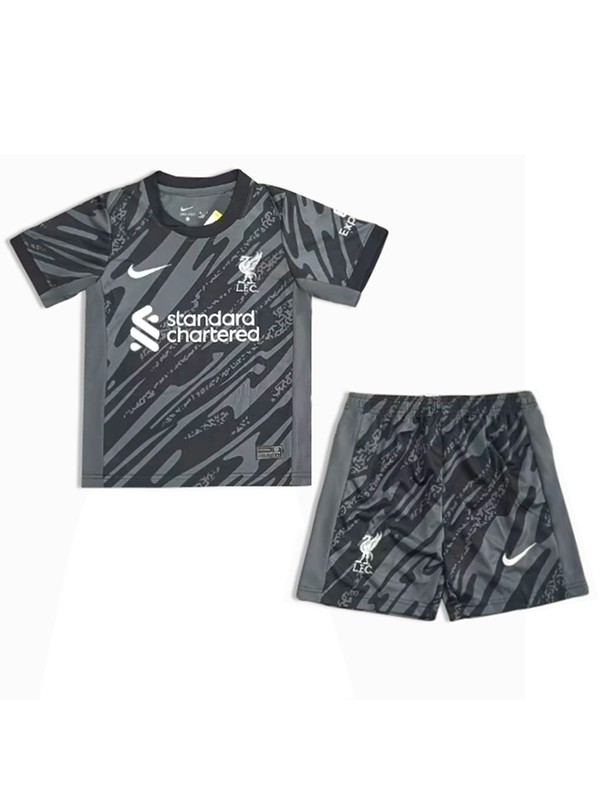 Liverpool maillot de gardien de but pour enfants kit de football noir mini-chemise de football pour enfants unis uniformes pour jeunes 2024-2025