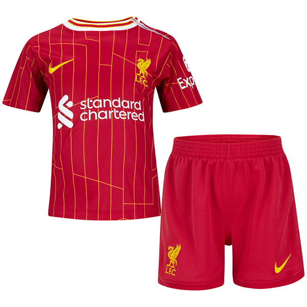 Liverpool maillot de football pour enfants à domicile kit de football pour enfants premier mini-chemise de football uniformes pour jeunes 2024-2025