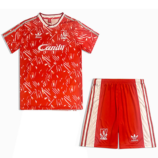 Liverpool maillot de football rétro pour enfants à domicile kit de football pour enfants premier mini-chemise de football vintage uniformes pour jeunes 1989-1991
