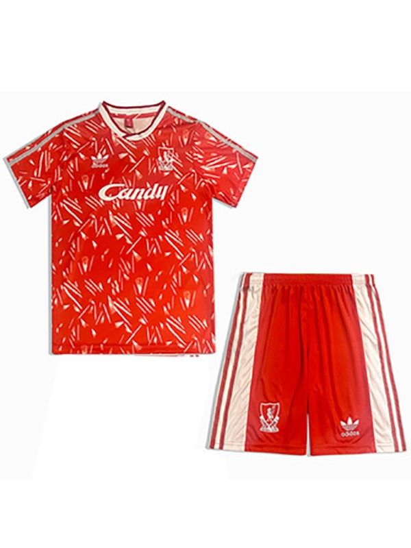 Liverpool maillot de football rétro pour enfants à domicile kit de football pour enfants premier mini-chemise de football vintage uniformes pour jeunes 1989-1991