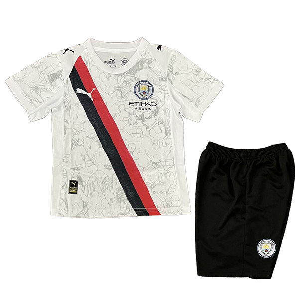 Manchester city maillot de football extérieur rouge pour enfants mini-maillot de football pour enfants uniformes pour jeunes 2025-2026