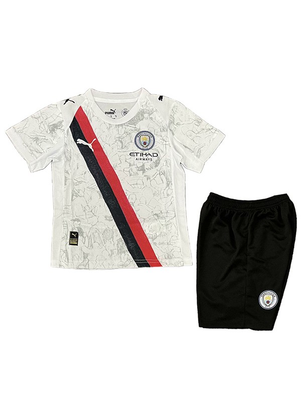 Manchester city maillot de football extérieur rouge pour enfants mini-maillot de football pour enfants uniformes pour jeunes 2025-2026