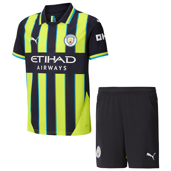 Manchester city kit extérieur pour enfants maillot de football pour bébé mini maillot de football pour enfants deuxième uniforme pour jeunes 2024-2025