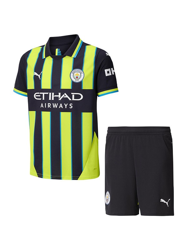 Manchester city kit extérieur pour enfants maillot de football pour bébé mini maillot de football pour enfants deuxième uniforme pour jeunes 2024-2025