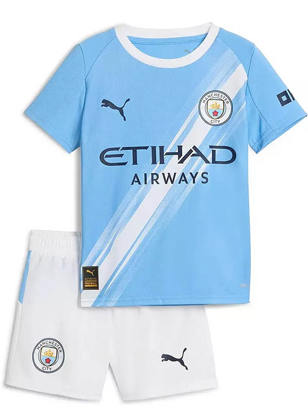 Manchester city maillot de football pour enfants à domicile kit de football pour enfants premier mini-chemise de football uniformes pour jeunes 2025-2026