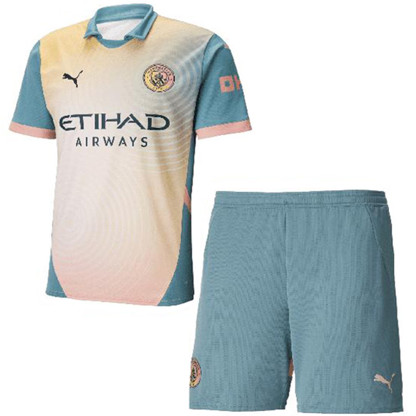 Manchester city troisième maillot de football pour enfants kit enfants 3ème mini maillot de football uniformes pour jeunes 2024-2025