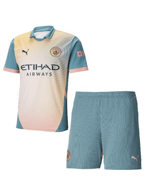 Manchester city troisième maillot de football pour enfants kit enfants 3ème mini maillot de football uniformes pour jeunes 2024-2025