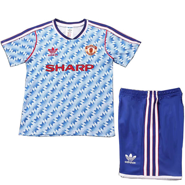 Manchester united maillot de football rétro pour enfants à l'extérieur kit de football pour enfants deuxième mini-chemise de football vintage uniformes pour jeunes 1990-1992