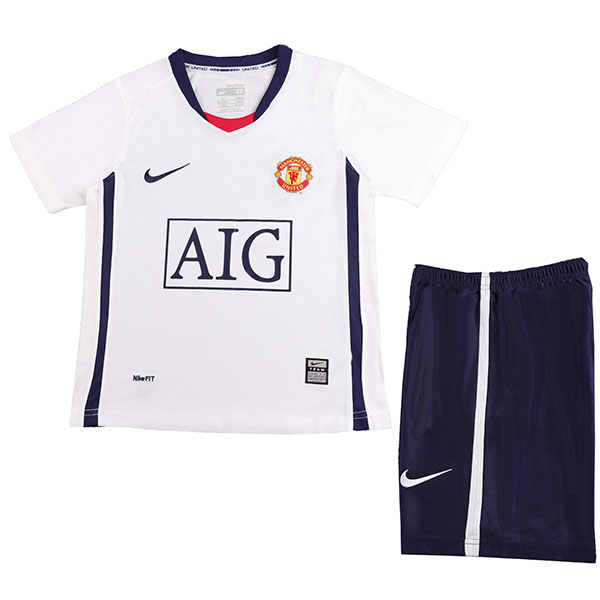 Manchester united maillot de football rétro pour enfants à l'extérieur kit de football vintage pour enfants deuxième maillot de football mini uniformes pour jeunes 2008-2009