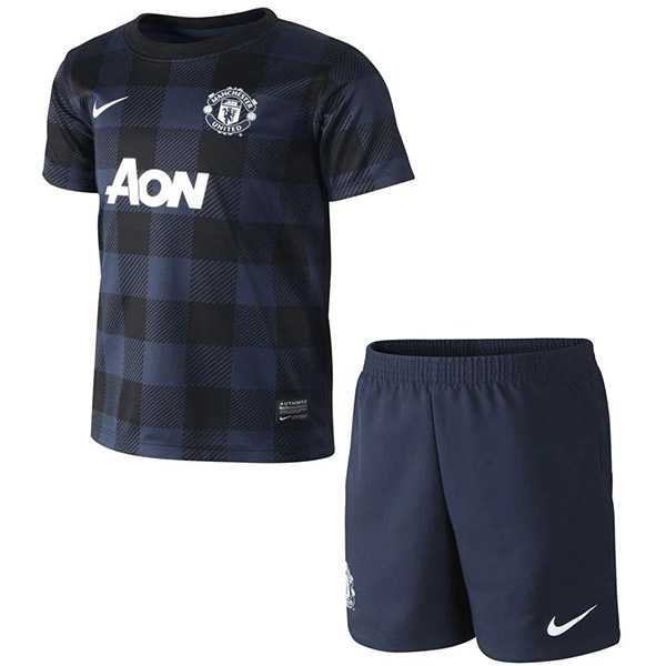 Manchester united maillot de football rétro pour enfants à l'extérieur kit de football vintage pour enfants deuxième maillot de football mini uniformes pour jeunes 2013-2014