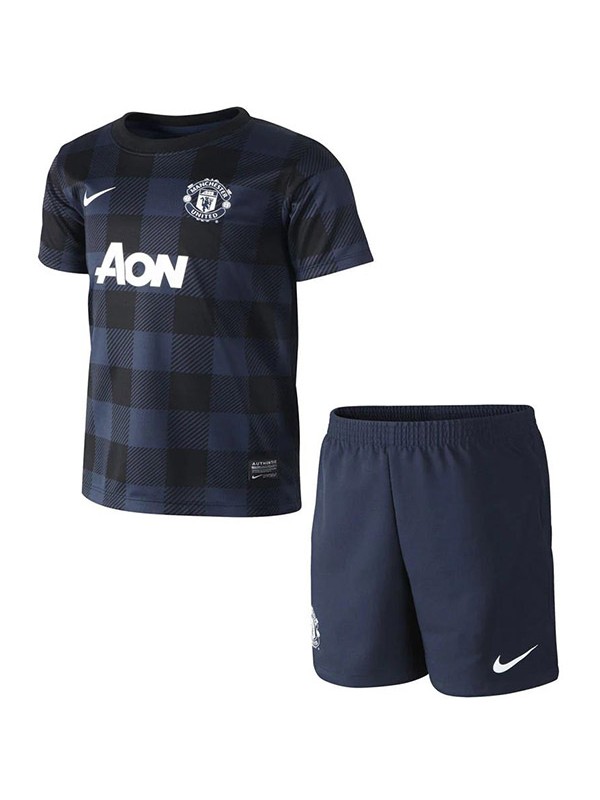 Manchester united maillot de football rétro pour enfants à l'extérieur kit de football vintage pour enfants deuxième maillot de football mini uniformes pour jeunes 2013-2014