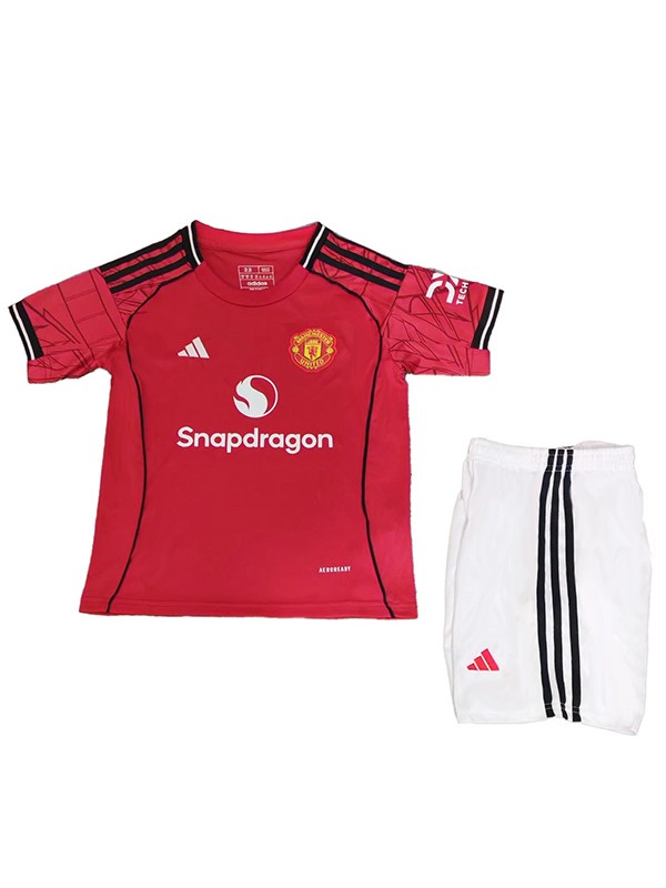 Manchester united maillot de football pour enfants à domicile kit de football pour enfants premier mini-chemise de football uniformes pour jeunes 2025-2026