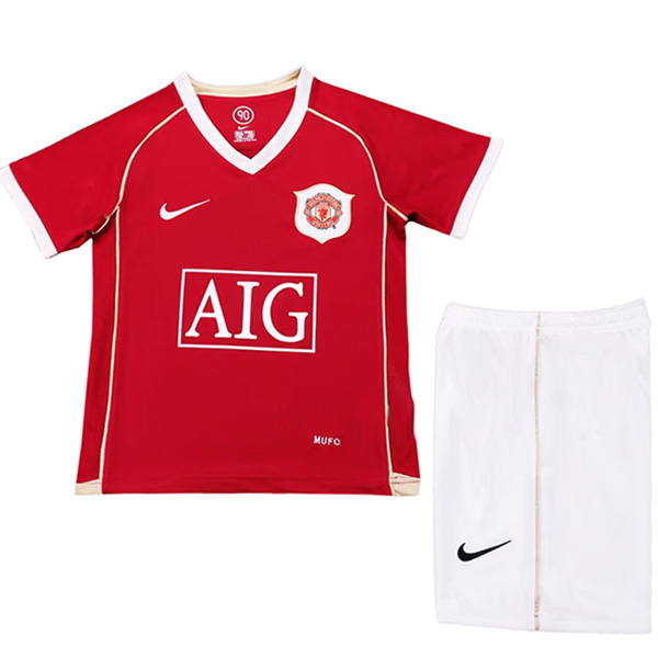 Manchester united maillot de football rétro pour enfants tenue de football vintage mini-maillot uniformes pour jeunes 2006-2007