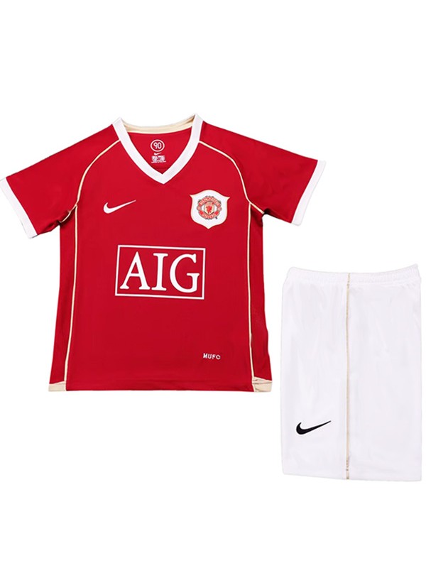 Manchester united maillot de football rétro pour enfants tenue de football vintage mini-maillot uniformes pour jeunes 2006-2007
