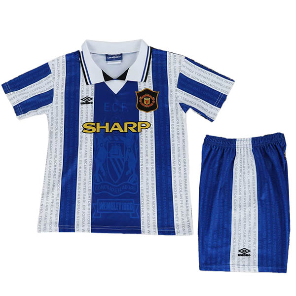 Manchester united maillot de football rétro pour enfants troisième maillot de football vintage pour enfants uniformes pour jeunes 1994-1996