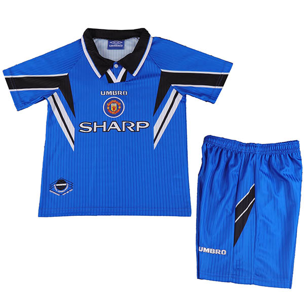 Manchester united troisième maillot de football rétro pour enfants kit de football vintage pour enfants 3ème maillot de football mini uniformes pour jeunes 1996-1998