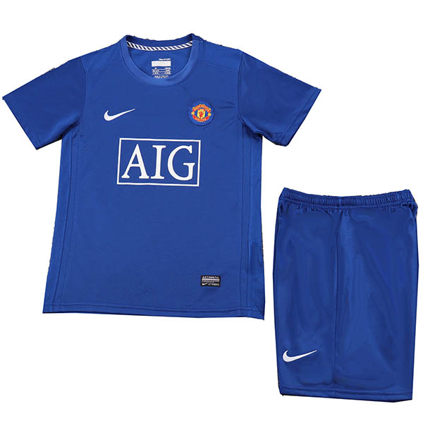 Manchester united troisième maillot de football rétro pour enfants kit enfants vintage 3ème maillot de football mini uniformes pour jeunes 2008-2009