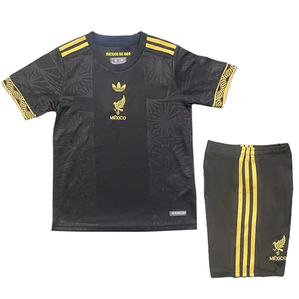 Mexico maillot de football pour enfants 125e anniversaire noir et or kit pour nourrissons mini-chemise de football pour enfants uniformes pour jeunes 2025-2026
