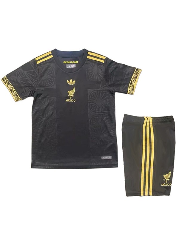 Mexico maillot de football pour enfants 125e anniversaire noir et or kit pour nourrissons mini-chemise de football pour enfants uniformes pour jeunes 2025-2026