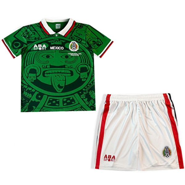 Mexico maillot de football rétro pour enfants à domicile kit de football pour enfants premier mini-chemise de football vintage uniformes pour jeunes 1998-1999