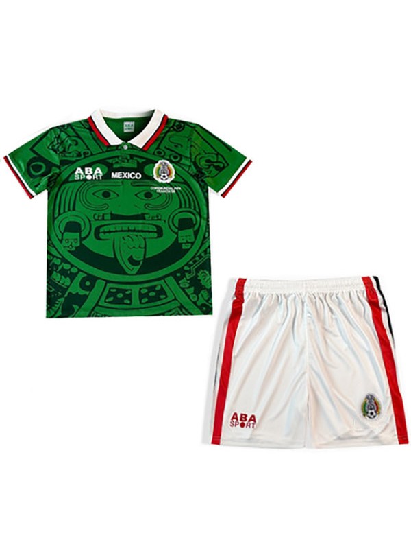 Mexico maillot de football rétro pour enfants à domicile kit de football pour enfants premier mini-chemise de football vintage uniformes pour jeunes 1998-1999
