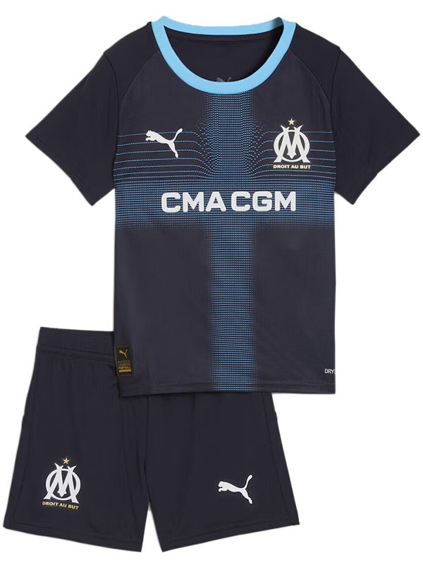 Olympique de Marseille maillot de football extérieur pour enfants deuxième mini-chemise de football pour enfants uniformes pour jeunes 2025-2026