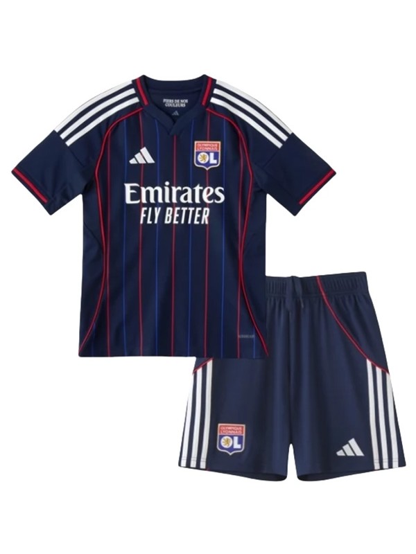 Olympique lyon maillot de football extérieur pour enfant deuxième maillot de football uniformes pour jeunes 2025-2026