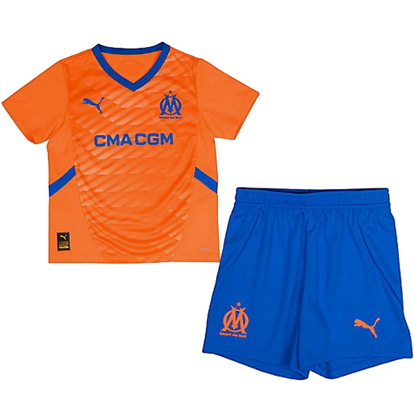 Olympique Marseille troisième maillot de football pour enfants kit enfants 3ème mini maillot de football uniformes pour jeunes 2024-2025