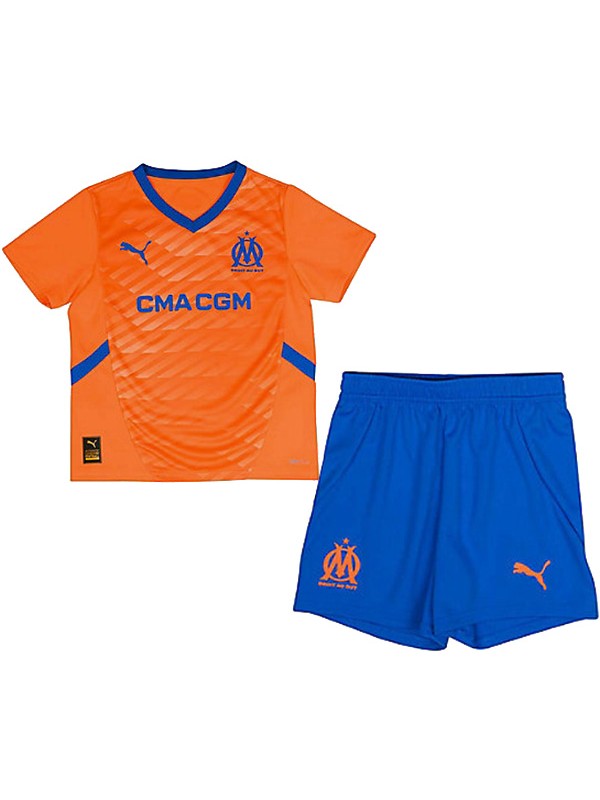 Olympique Marseille troisième maillot de football pour enfants kit enfants 3ème mini maillot de football uniformes pour jeunes 2024-2025