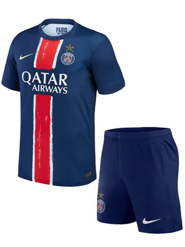 Paris saint-germain maillot de football domicile pour enfants champions of europe kit de football pour enfants premier mini-maillot de football uniformes pour jeunes 2024-2025