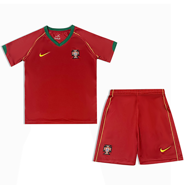 Portugal maillot de football rétro pour enfants à domicile kit de football pour enfants premier mini-chemise de football vintage uniformes pour jeunes 2006