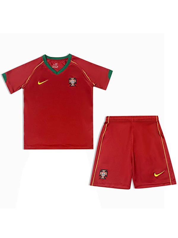 Portugal maillot de football rétro pour enfants à domicile kit de football pour enfants premier mini-chemise de football vintage uniformes pour jeunes 2006