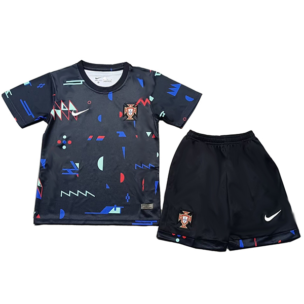 Portugal maillot d'entraînement pour enfants kit de football pour enfants maillot de football noir mini uniformes pour jeunes 2024-2025