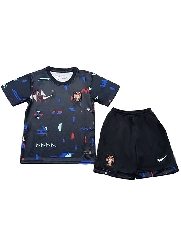 Portugal maillot d'entraînement pour enfants kit de football pour enfants maillot de football noir mini uniformes pour jeunes 2024-2025