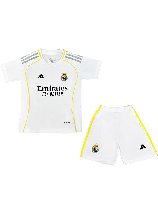 Real madrid maillot de football pour enfants à domicile kit de football pour enfants premier maillot de football mini uniformes pour jeunes 2025-2026