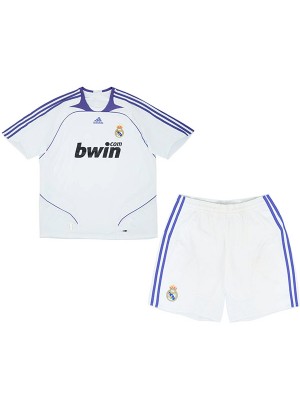 Real madrid maillot rétro domicile enfants mini-maillot uniforme jeunesse 2007-2008