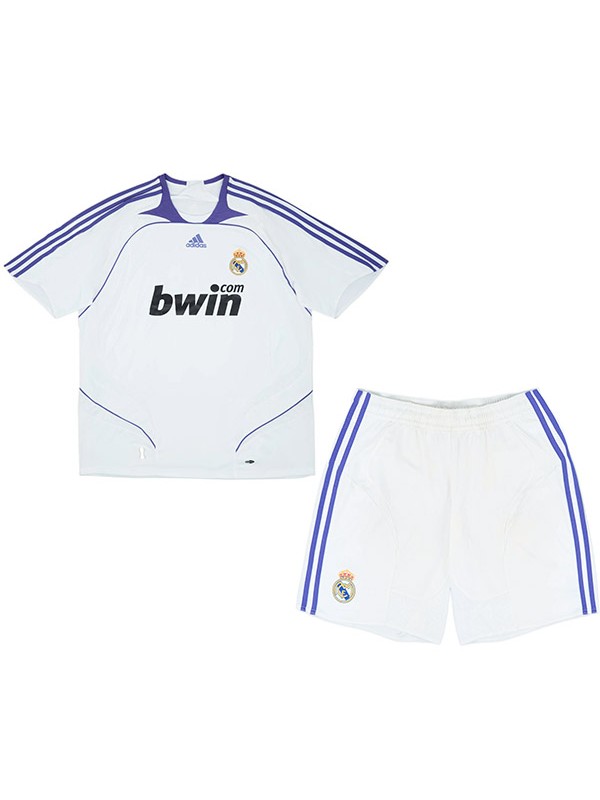 Real madrid maillot rétro domicile enfants mini-maillot uniforme jeunesse 2007-2008