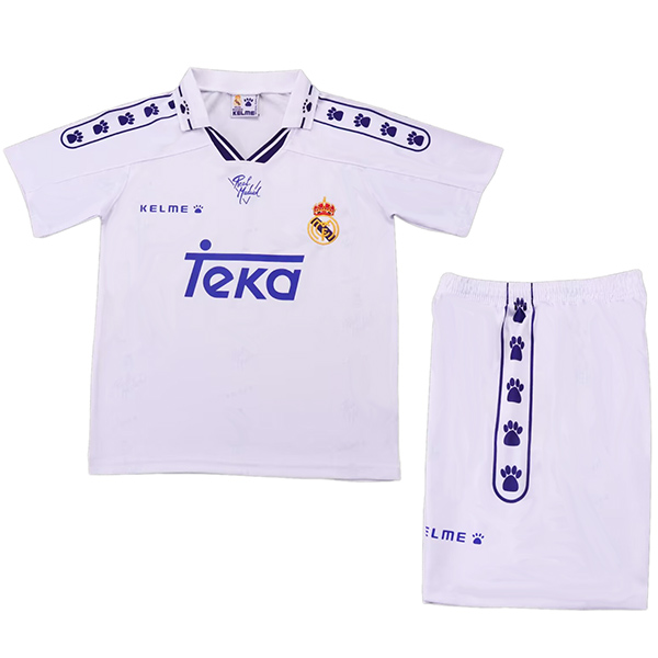 Real madrid maillot de football rétro pour enfants tenue de football vintage mini-maillot uniformes pour jeunes 1994-1996
